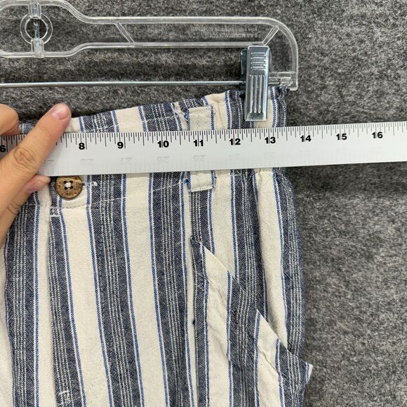 So Pants Women XS Gray Stiped High Rise Tapered Flat Front Chino Linen Pockets - Picture 3 of 9